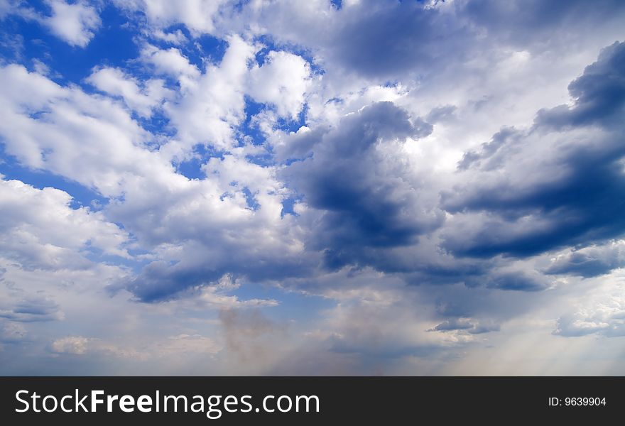 Wide angle blue sky with daylight background