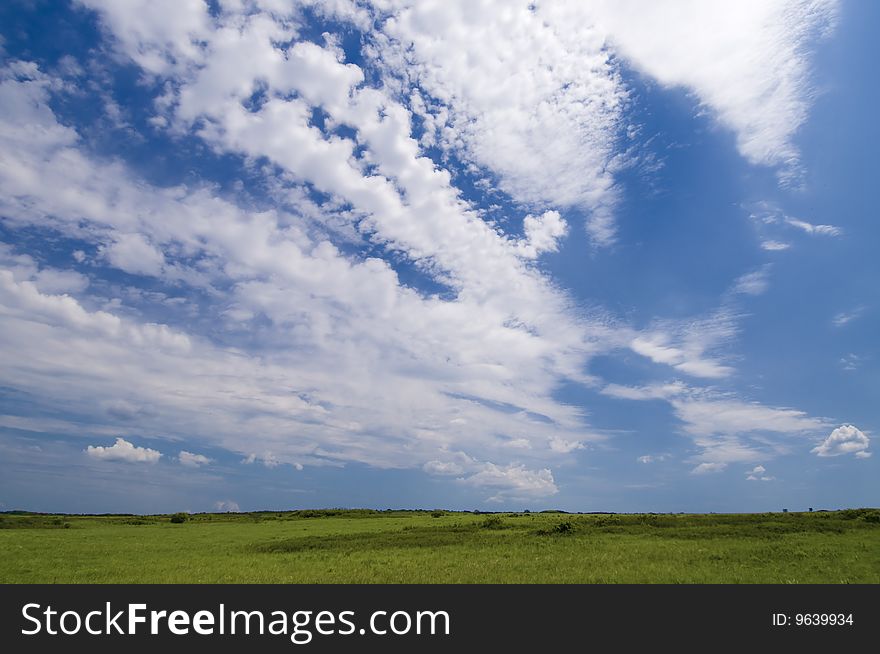 Wide angle blue sky with daylight background