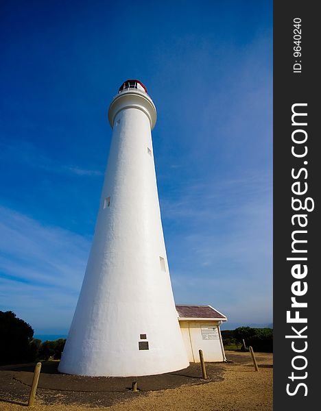 Historical lighthouse along the Great Ocean Drive in Australia