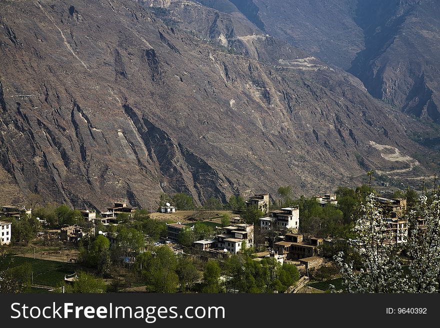 Village in mountains in the southwest of china