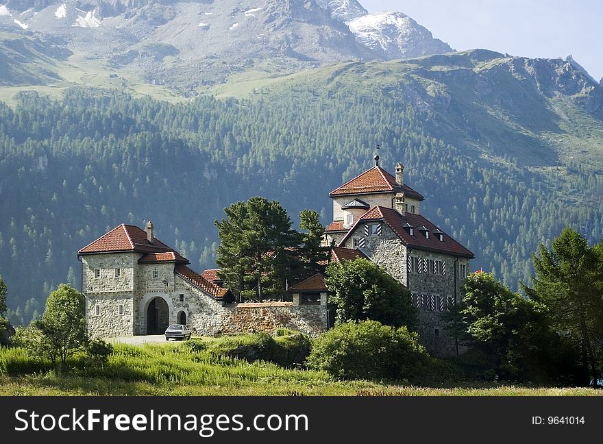 Beautyful old castle with mountains in background. Beautyful old castle with mountains in background