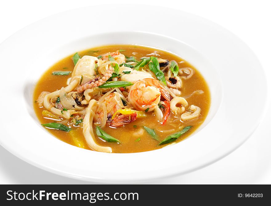 Thai Dishes - Seafood with Lemon Sorgho and Scallop