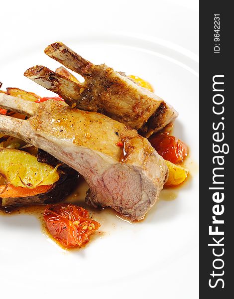 Hot Meat Dishes - Bone-in Lamb with Vegetables