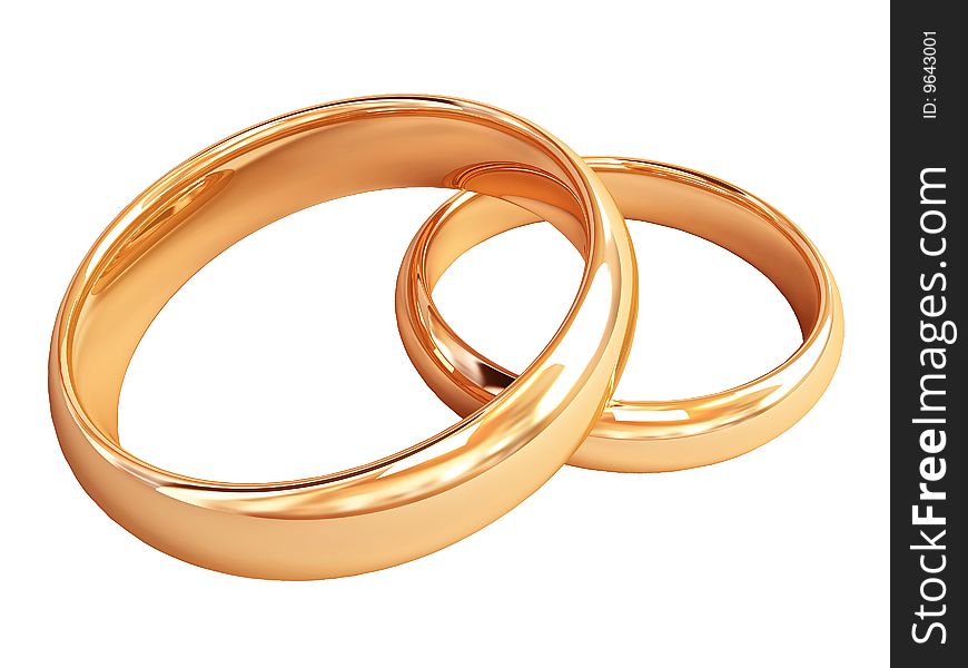 Two gold wedding rings isolated. Two gold wedding rings isolated