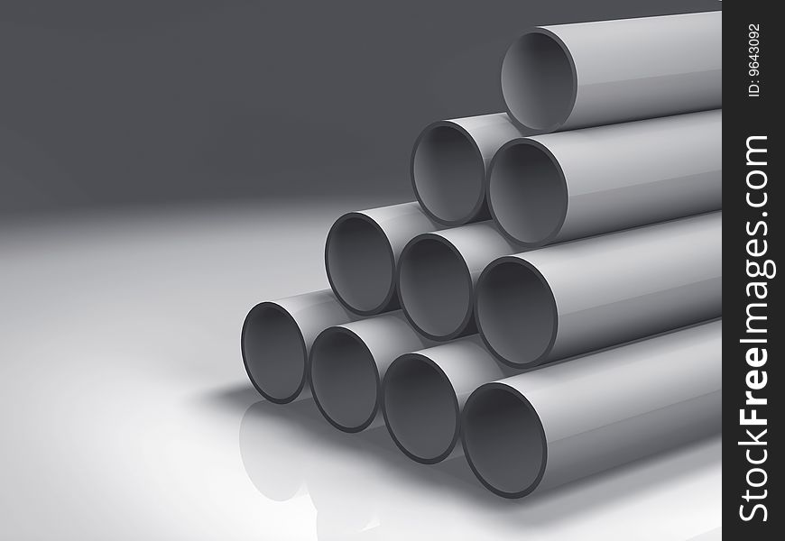 Pack of steel pipes. Industrial background.
