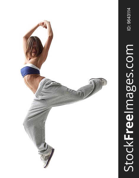 Modern style dancer posing on studio background. Modern style dancer posing on studio background