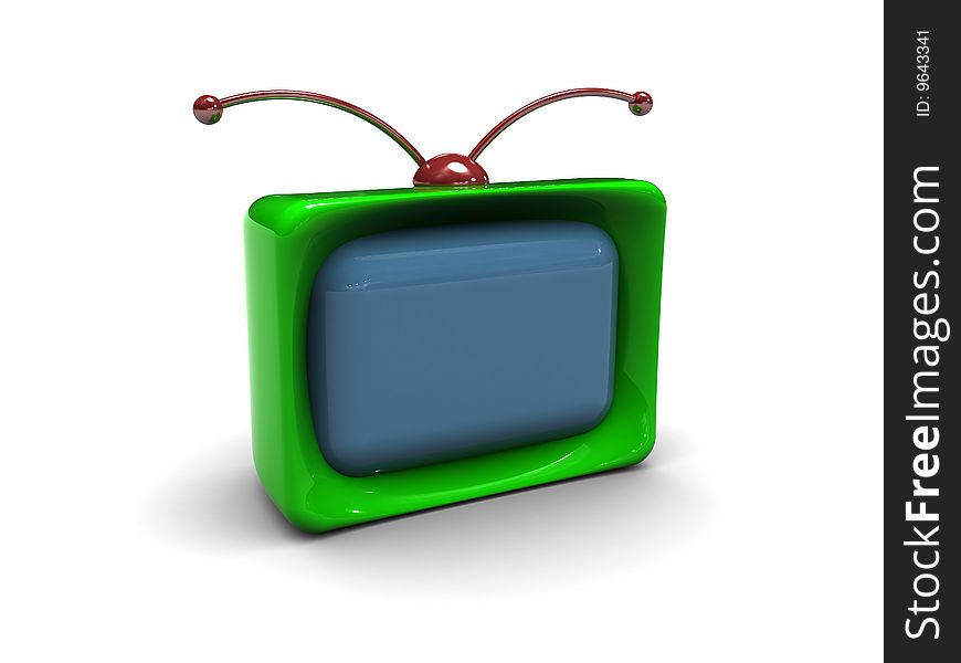 Abstract 3d illustration of cartoon stylized tv over white background. Abstract 3d illustration of cartoon stylized tv over white background