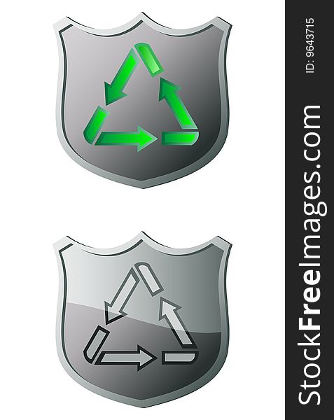 The recycle shield. A vector. Without mesh.