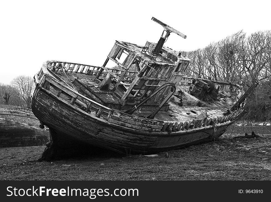Black & White image of boat on th ebeach. Black & White image of boat on th ebeach
