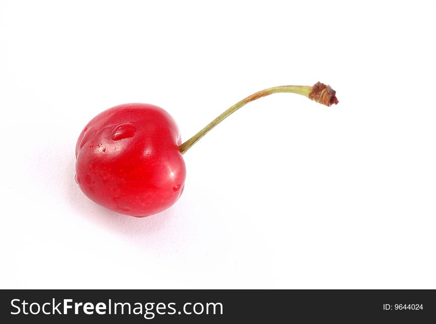 Red cherry on a white background