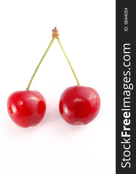 Red cherry on a white background