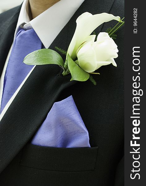 Groom With White Rose Buttonhole