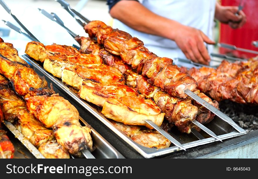 The image of shashlik cooking