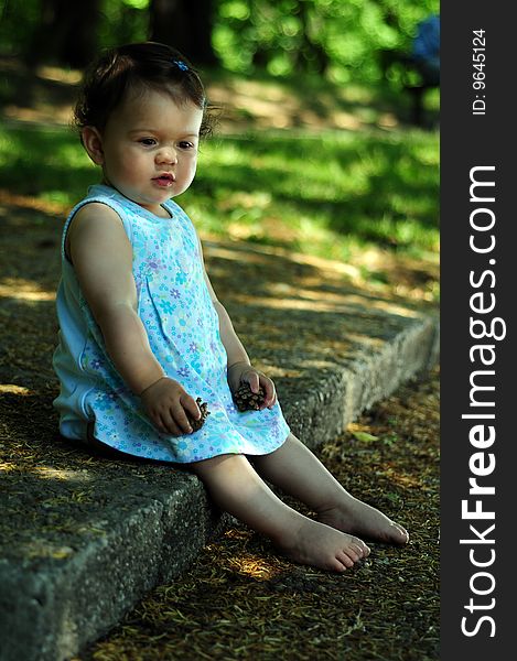 Outdoor shot of a baby girl. Outdoor shot of a baby girl