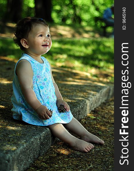 Outdoor shot of a baby girl. Outdoor shot of a baby girl