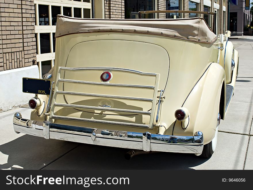 1935 vintage luxury automobile rear view. 1935 vintage luxury automobile rear view.