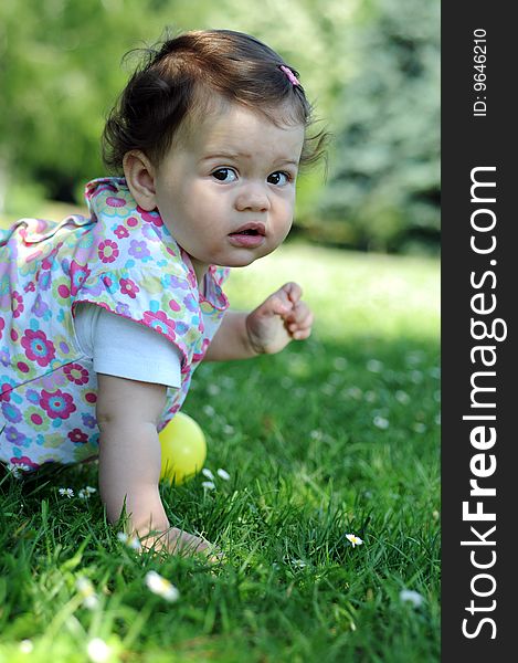 Outdoor shot of a baby girl. Outdoor shot of a baby girl