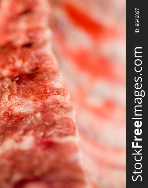 Pork rib and meat , super macro