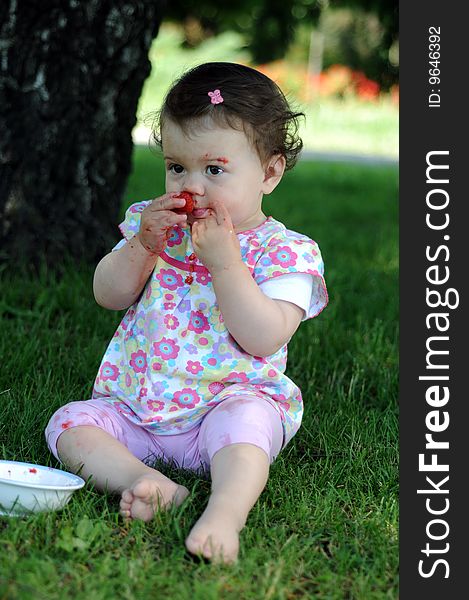 Outdoor shot of a baby girl. Outdoor shot of a baby girl