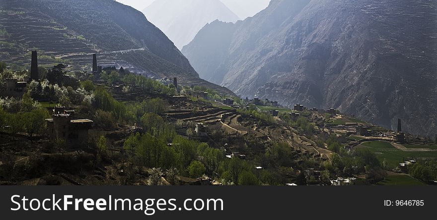 Village in mountains in the southwest of china