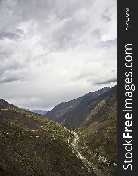 Village in mountains in the southwest of china