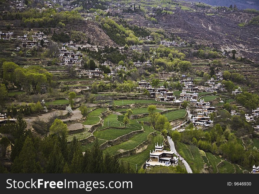 Village in mountains in the southwest of china