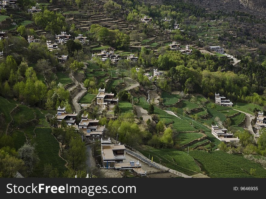 Village in mountains in the southwest of china