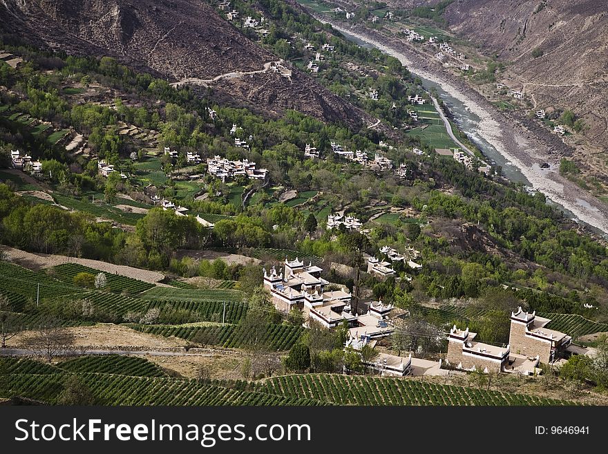 Village in mountains in the southwest of china