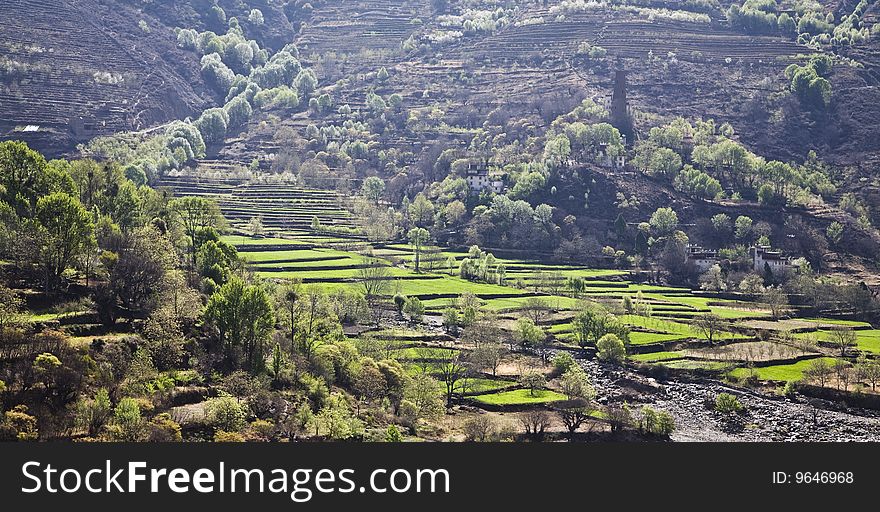 Village in mountains in the southwest of china