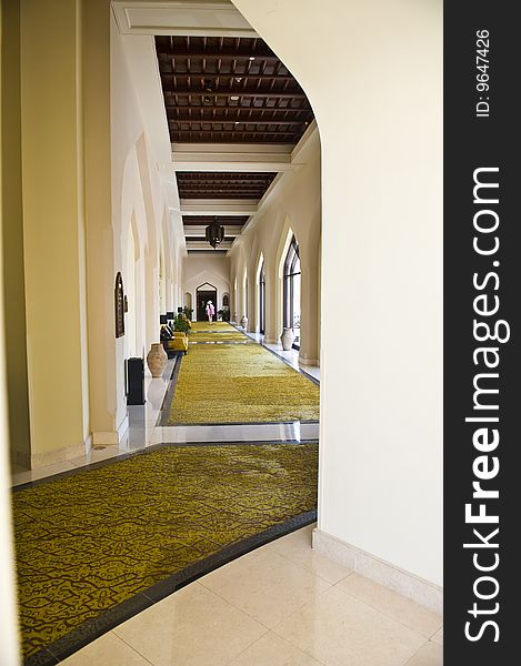 A Luxurious Corridor In A Hotel.