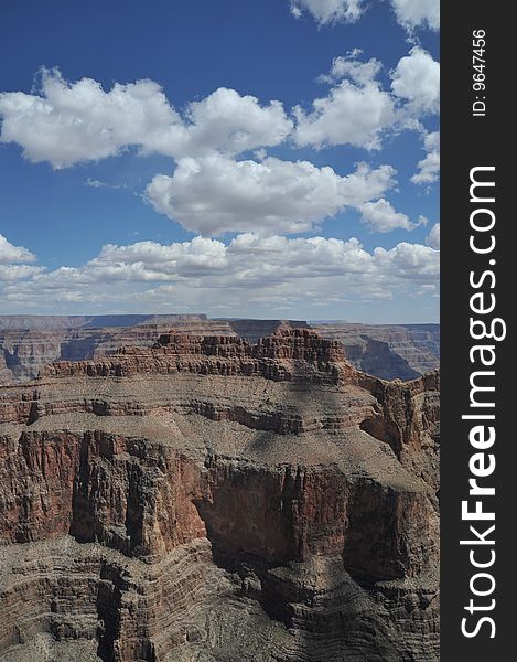 Grand canyon view from the south rim with blue sky