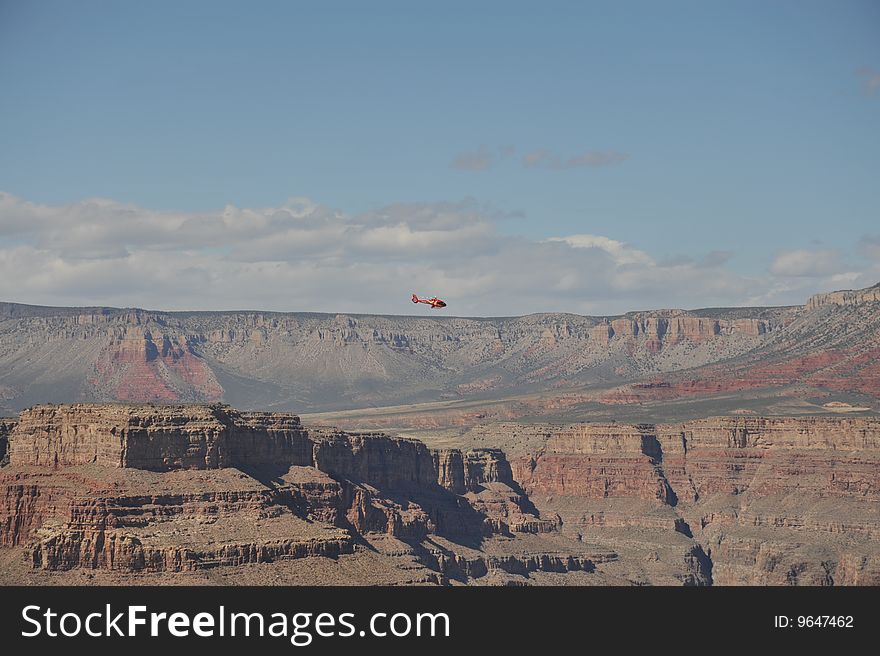 Grand canyon view from the south rim with blue sky