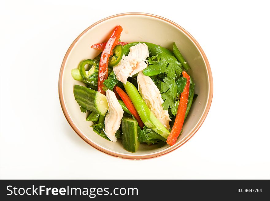 Asian Chicken Salad isolated on white