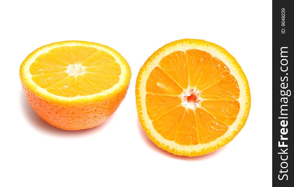 Ripe orange section isolated on white background