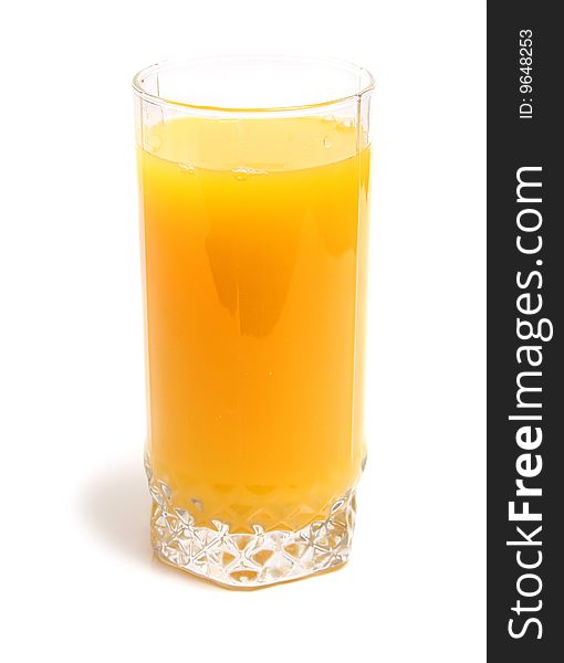 Orange juice in glass isolated on white background