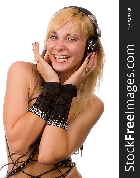Young Beautiful Girl In Headphones