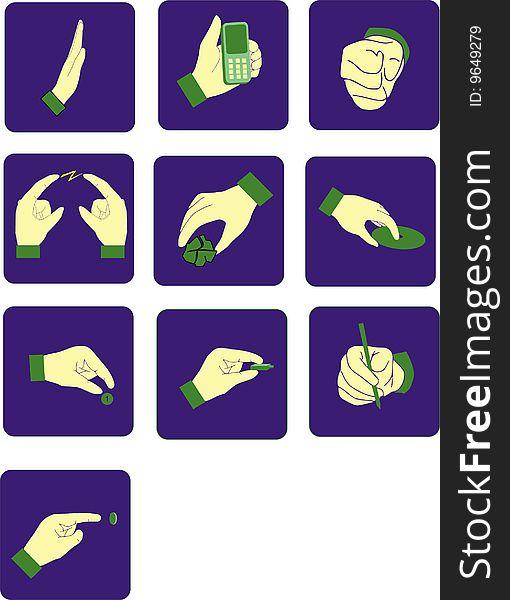 Vector illustration of the icons in the manner of gesture. Vector illustration of the icons in the manner of gesture