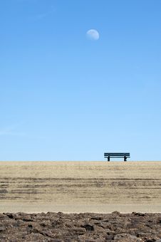 Lonely Bench On A Dike Stock Images Lonely Bench On A Dike Stock Images