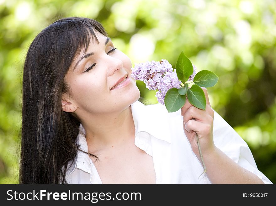 Happy woman relaxing on grass. Happy woman relaxing on grass