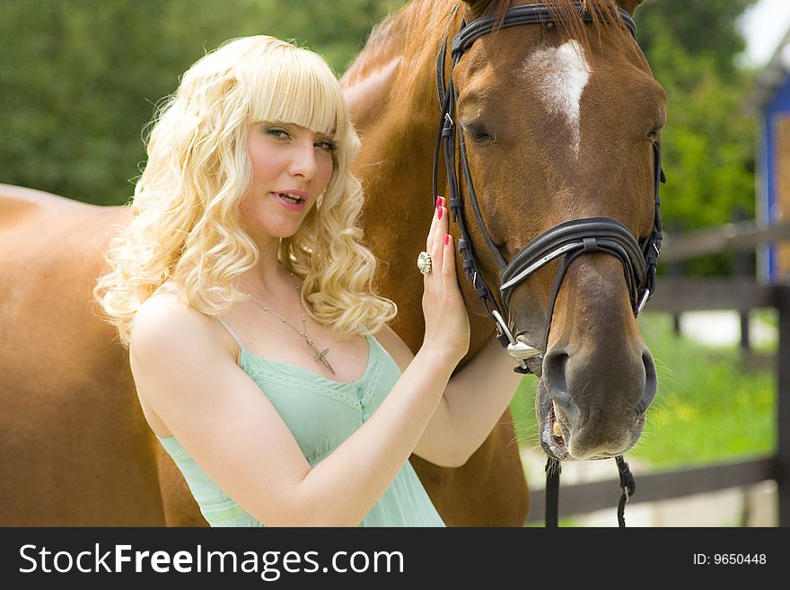 This is young woman with horse