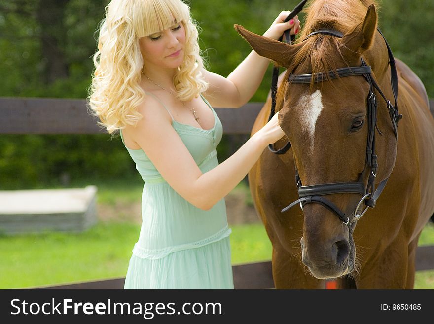 This is young woman with horse