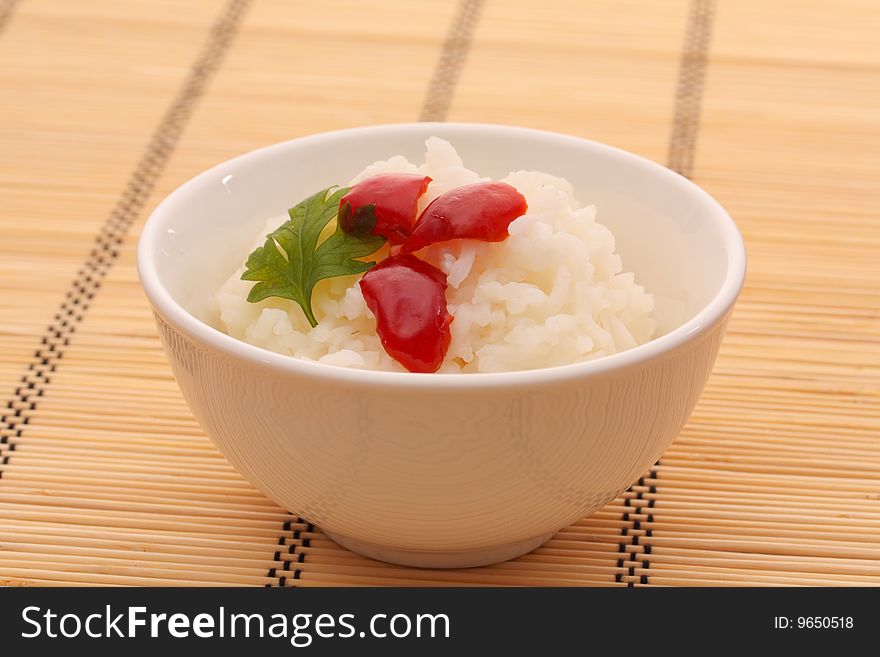 Chinese food in a white plate