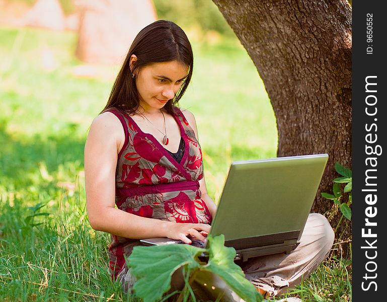 Woman Working Outdoors