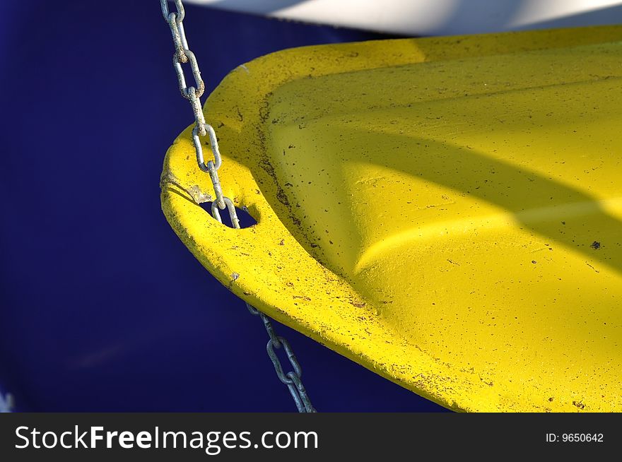 Closeup of a yellow kayak. Closeup of a yellow kayak