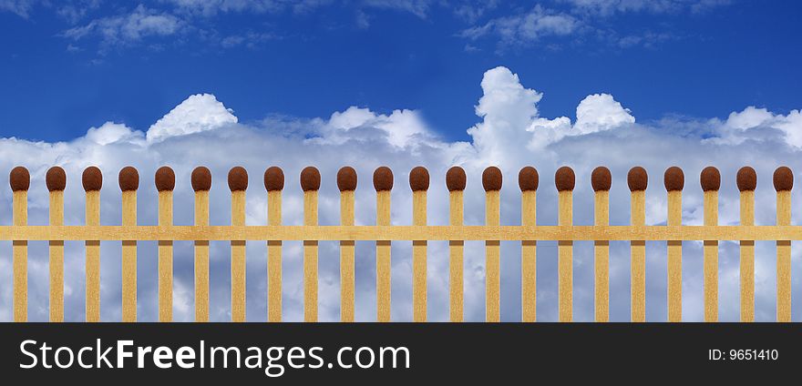 Fence from matches against the sky