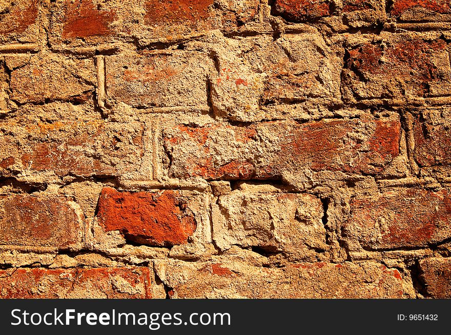 Cracked old brick wall like as antique background. Cracked old brick wall like as antique background.