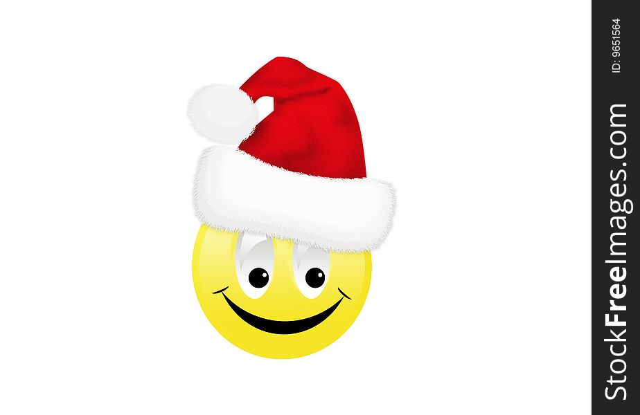 There is cheerful smilie in a New Year's cap