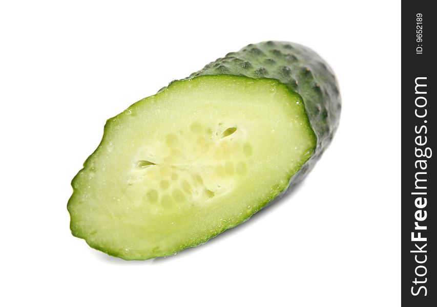 Cut green cucumber isolated on white background. Cut green cucumber isolated on white background