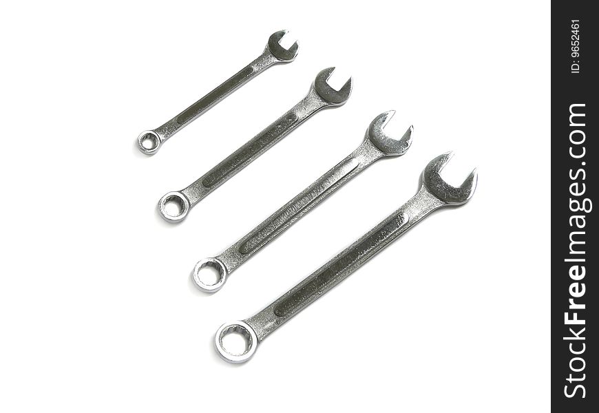Set of wrenches isolated over white background
