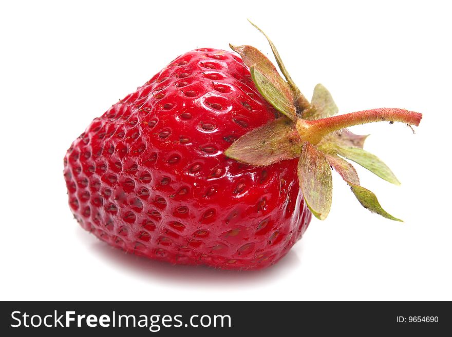 Red ripe strawberry isolated on white background